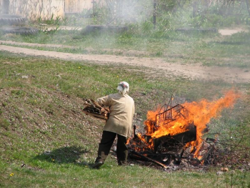 Сжигание травостоя и бытового мусора